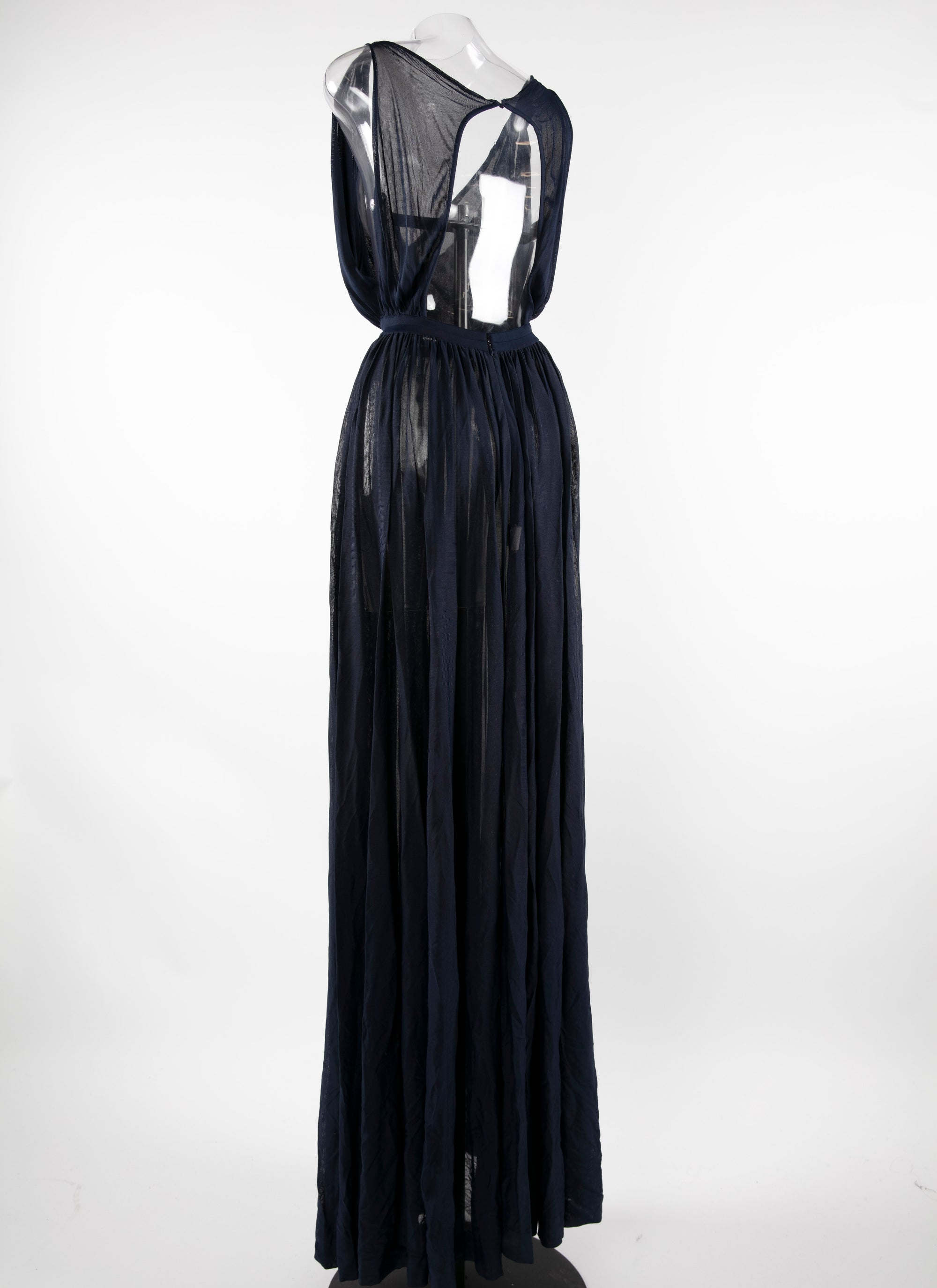 Robe longue fluide coupe drapée à dos ouvert - Nuit