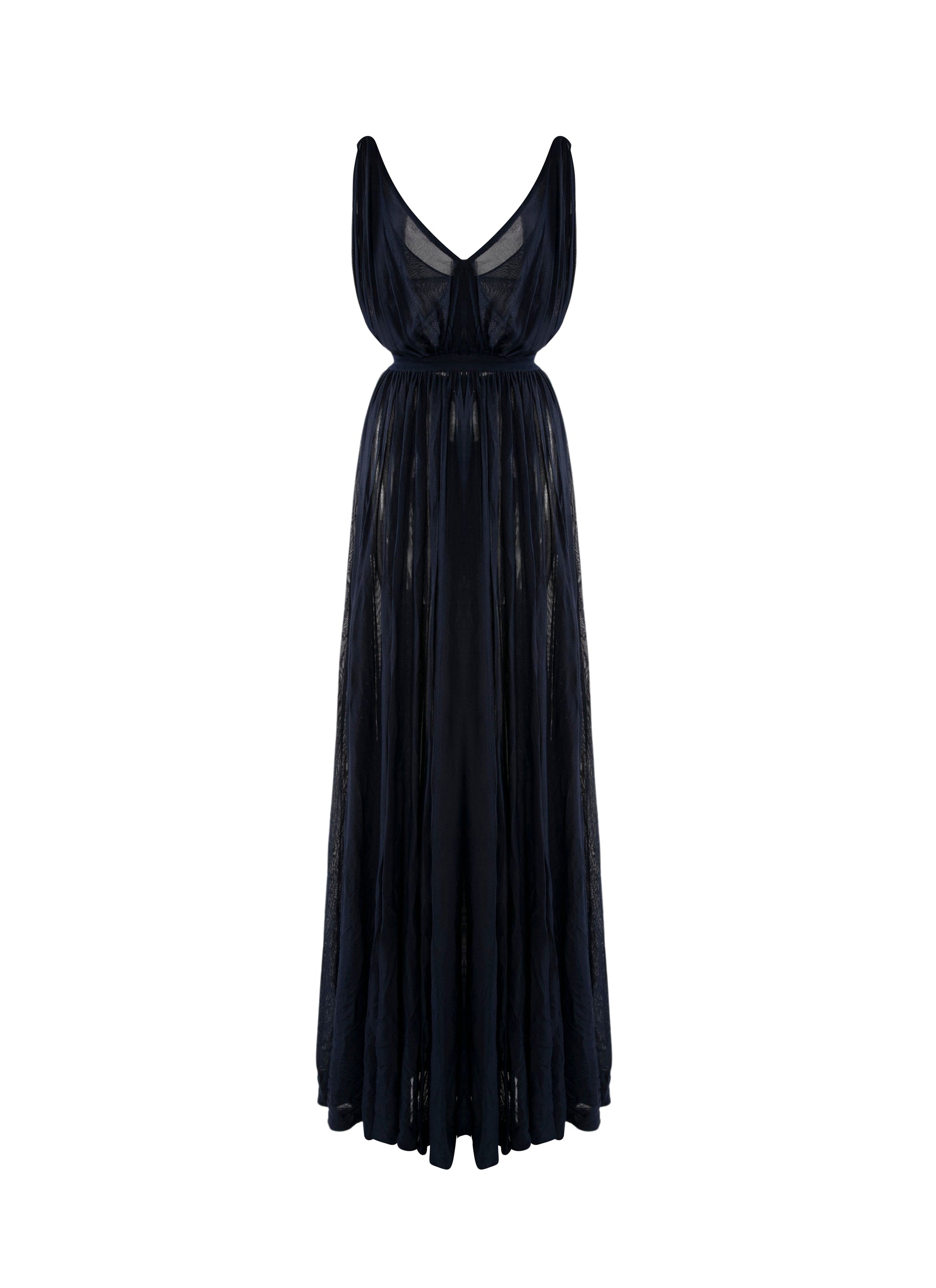 Robe longue fluide coupe drapée à dos ouvert - Nuit