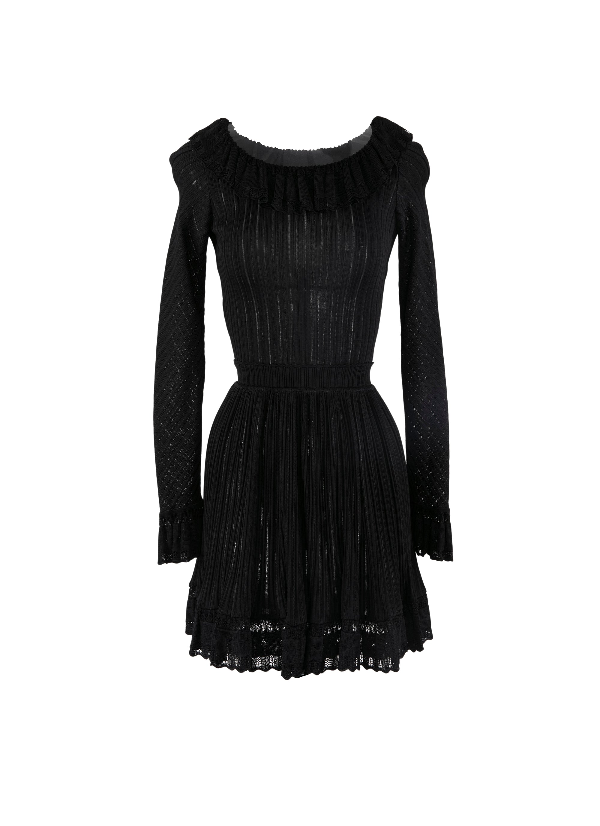 Falbalas mini dress with long sleeves - Black