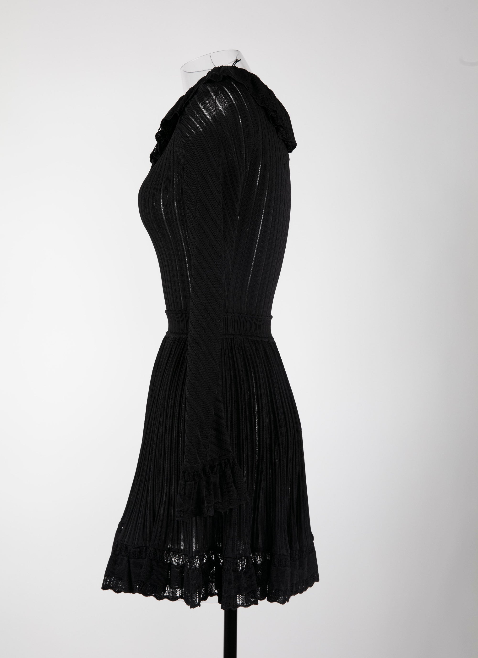 Falbalas mesh mini dress with long sleeves - Black intense