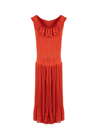 Sleeveless Dress Mesh Falbalas - Coloquinte