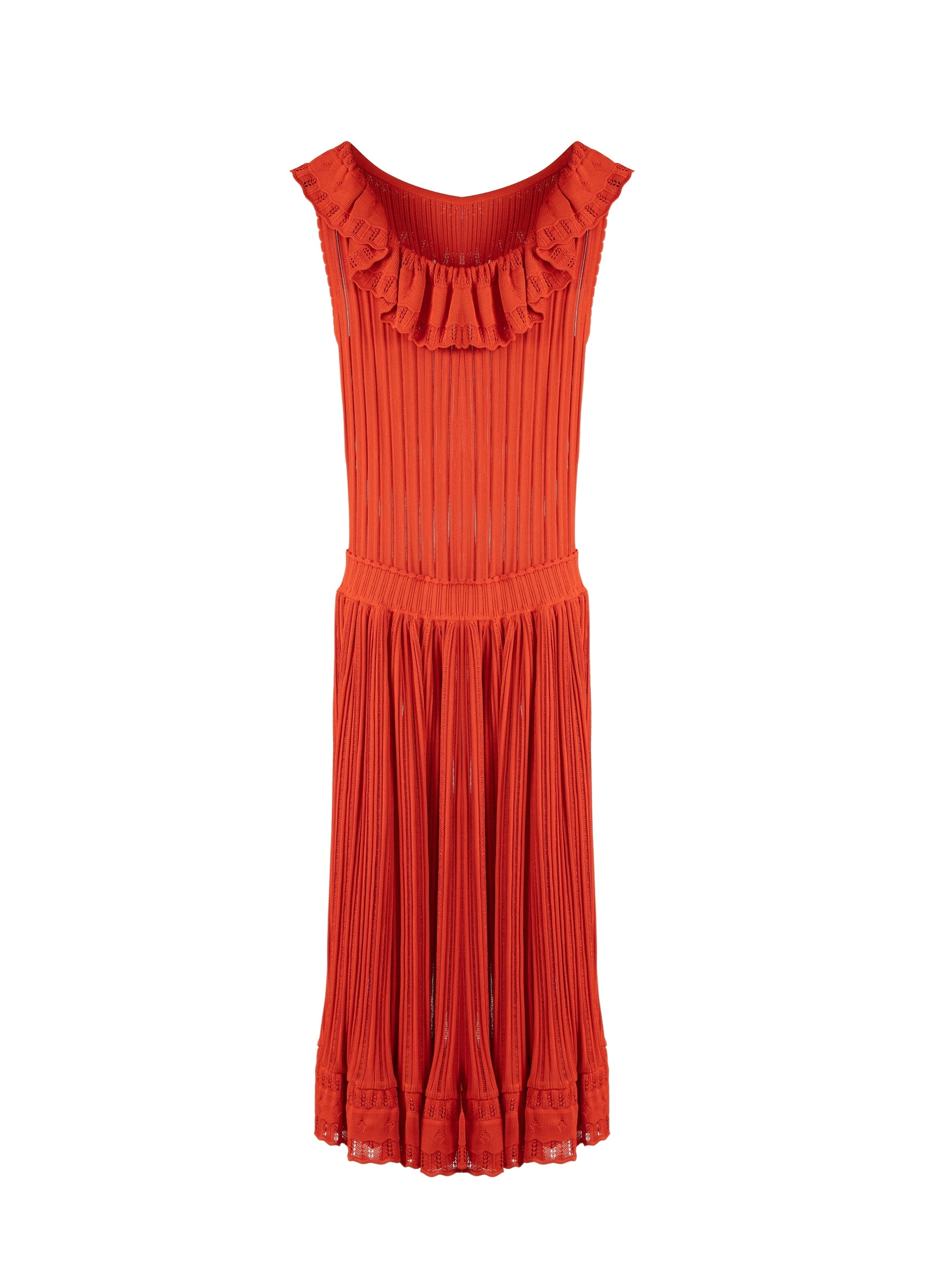 Sleeveless Dress Mesh Falbalas - Coloquinte