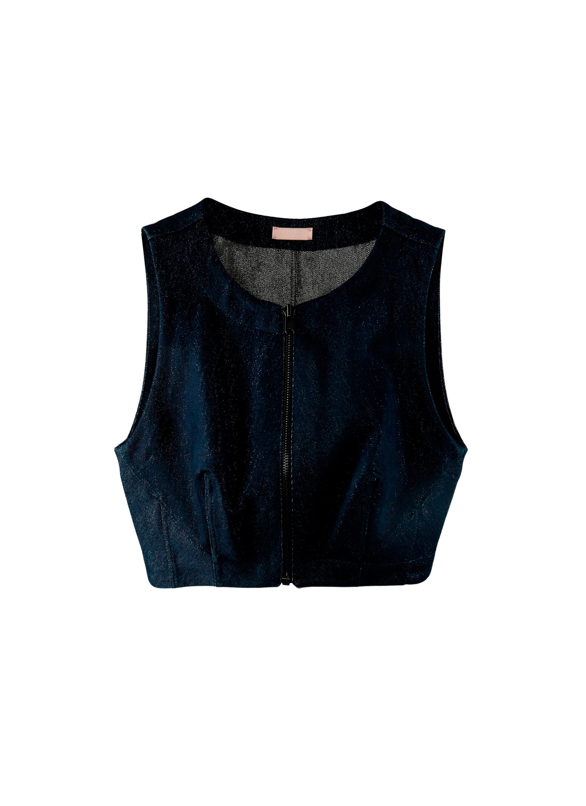 Sleeveless denim top - Silver