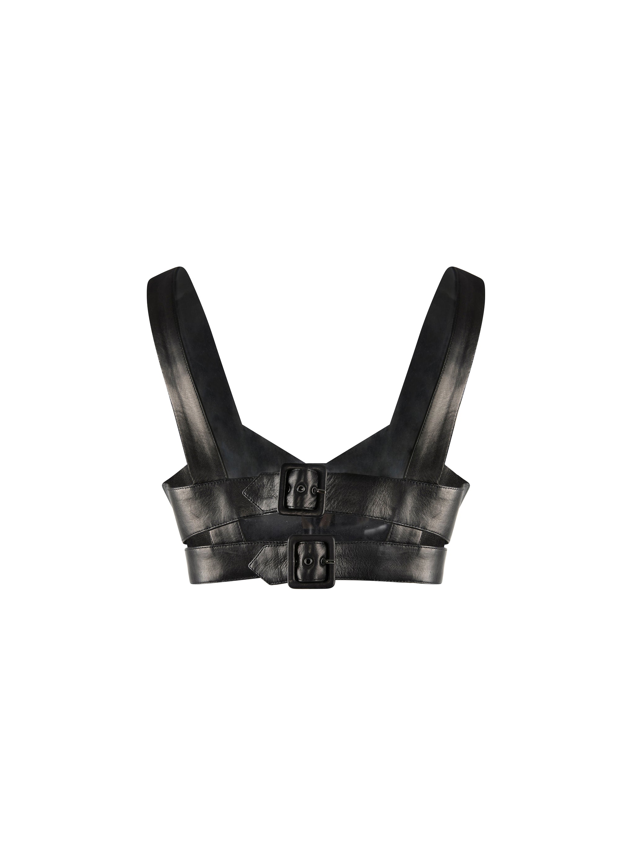 Bra with leather fastening - Black