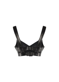 Bra with leather fastening - Black