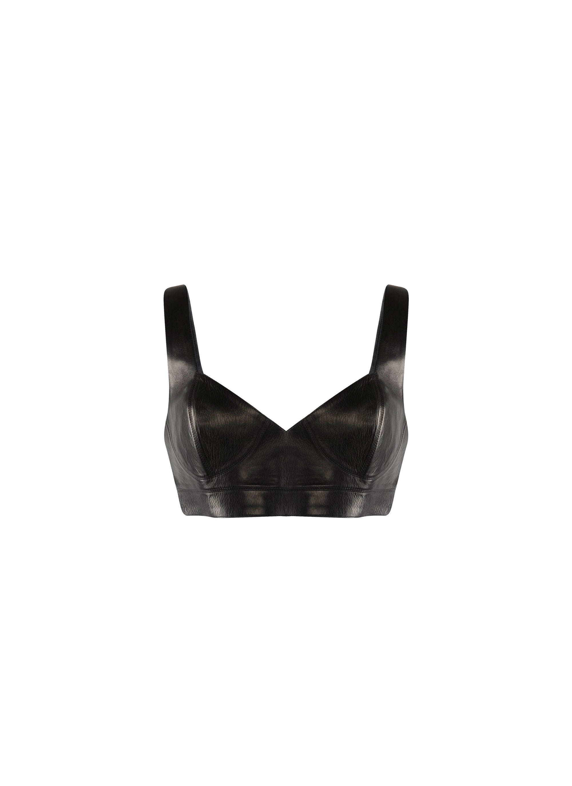 Bra with leather fastening - Black