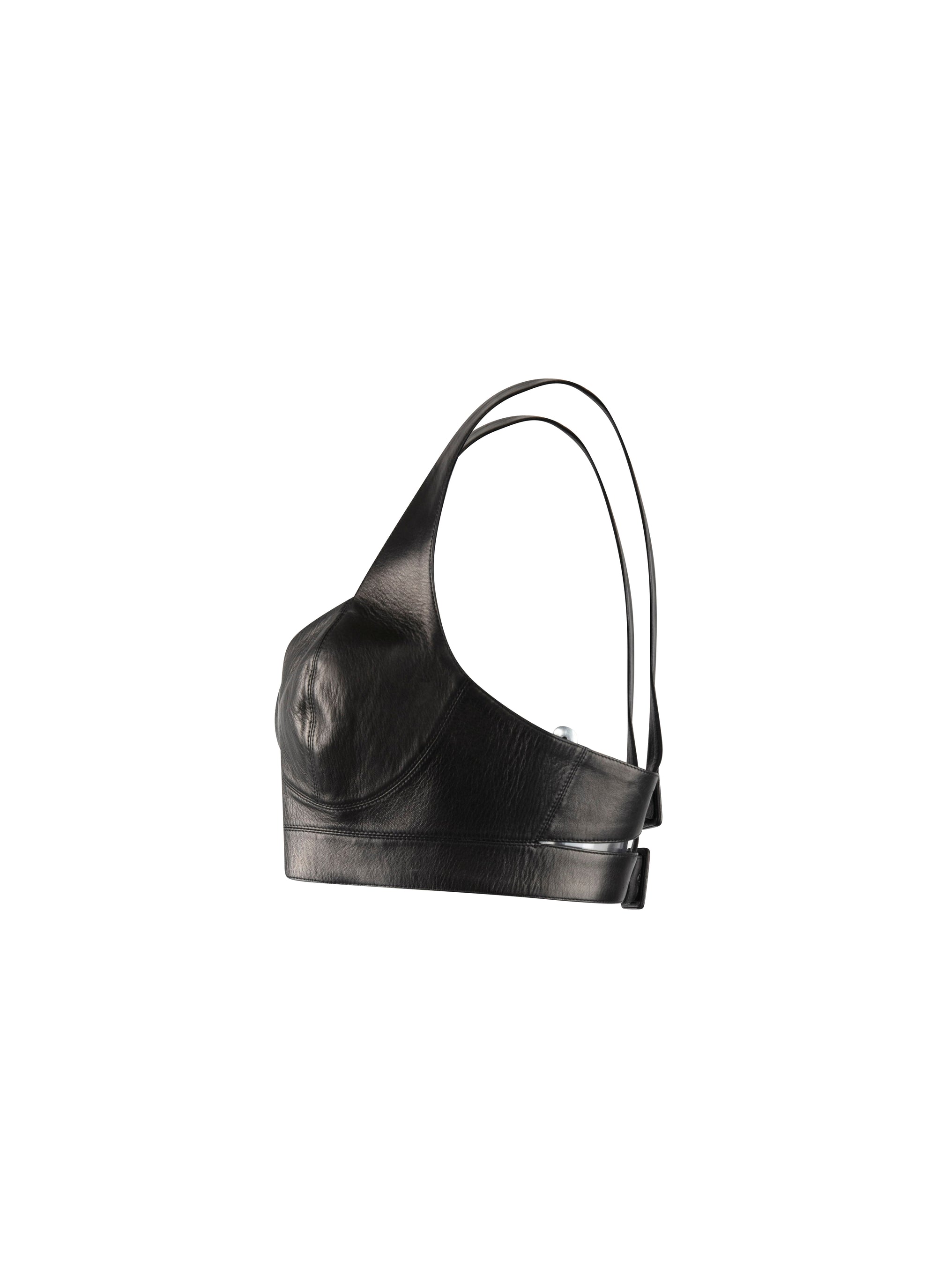 Bra with leather fastening - Black