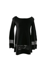 Long-sleeved tunic with boat neck - Black intense