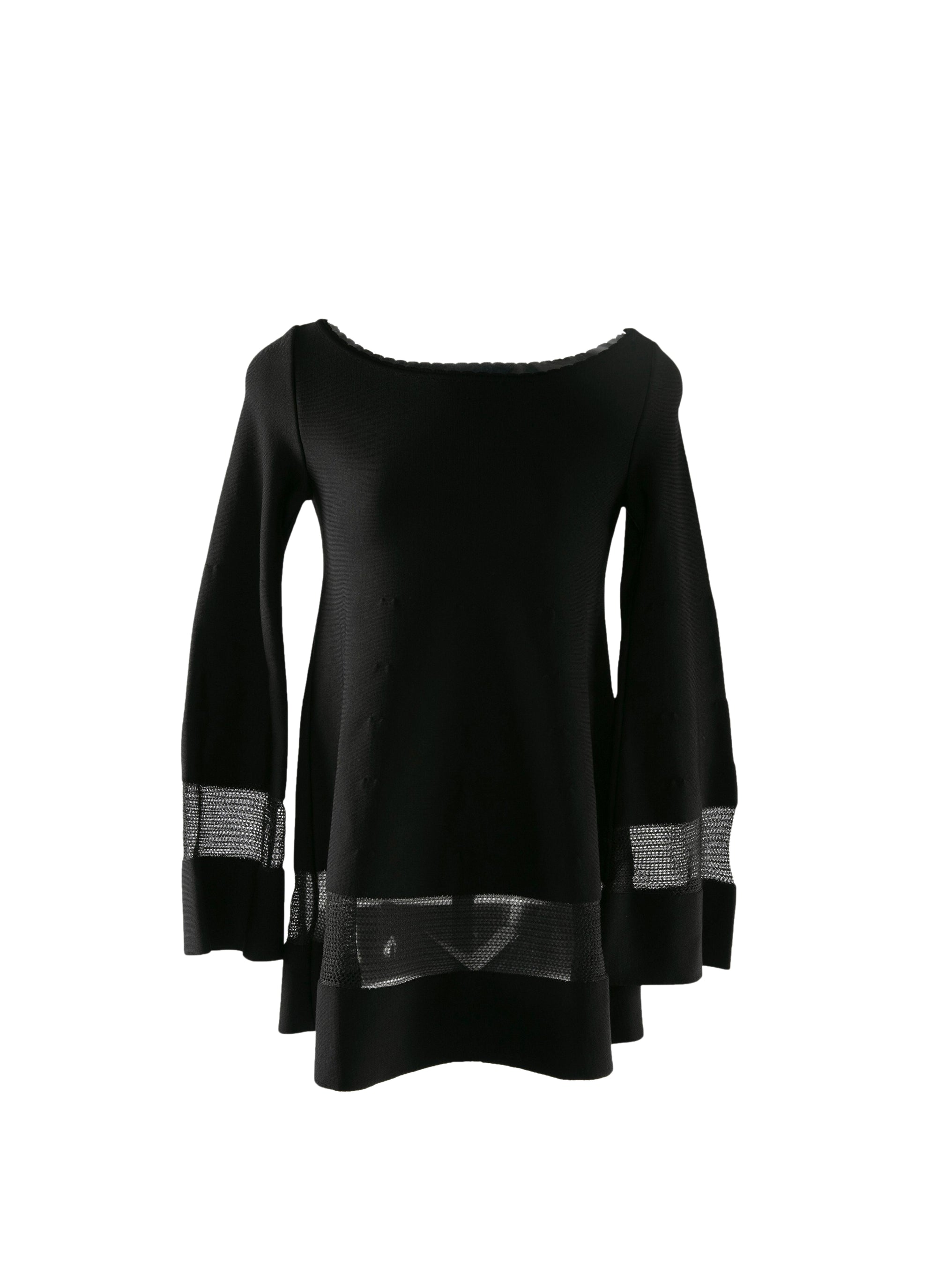 Long-sleeved tunic with boat neck - Black intense