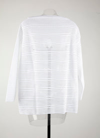 Striped long sleeve knitted brocade jumper - White