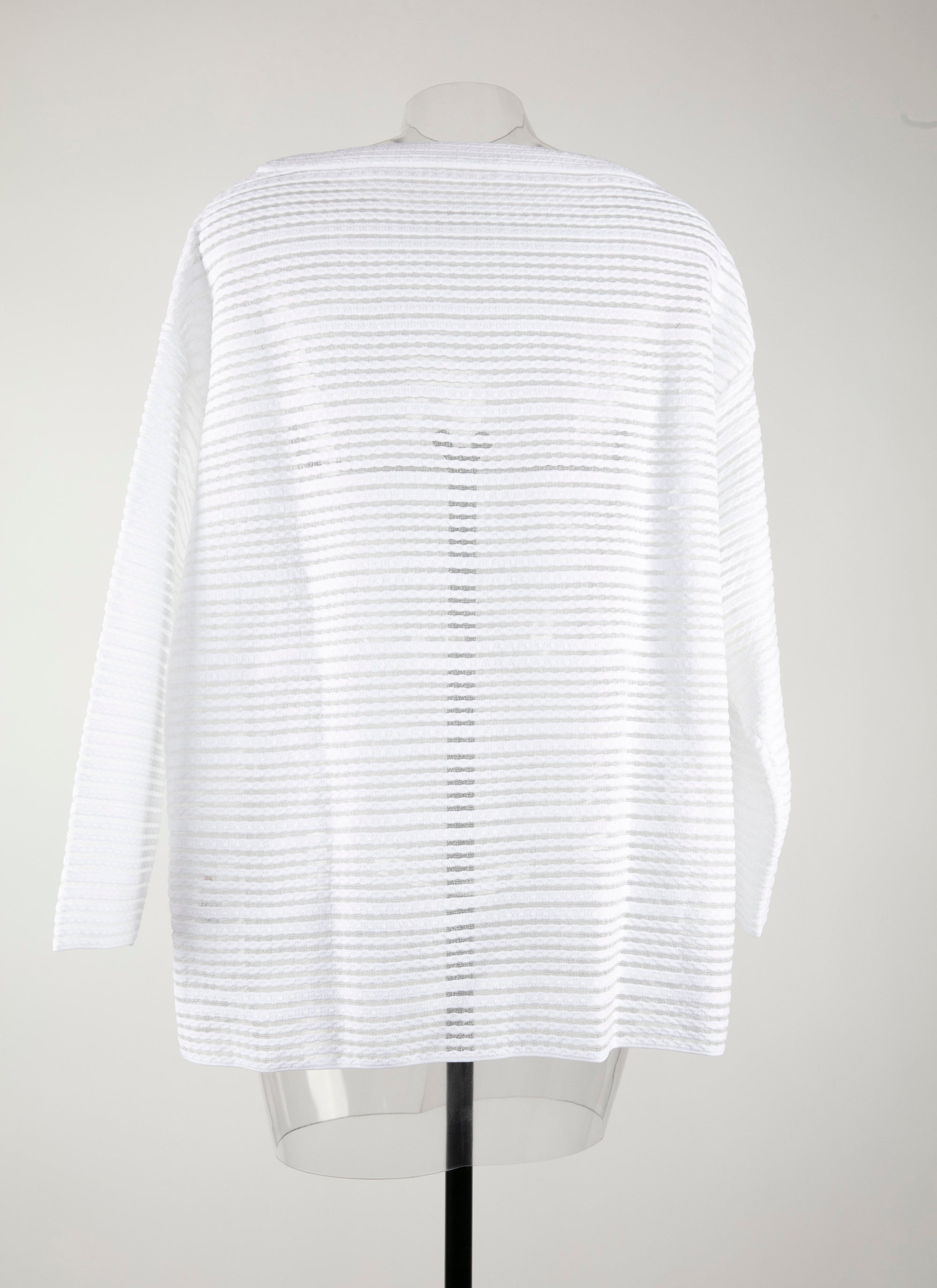 Striped long sleeve knitted brocade jumper - White