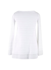 Long Sleeve Knitted Brocade Sweater - White