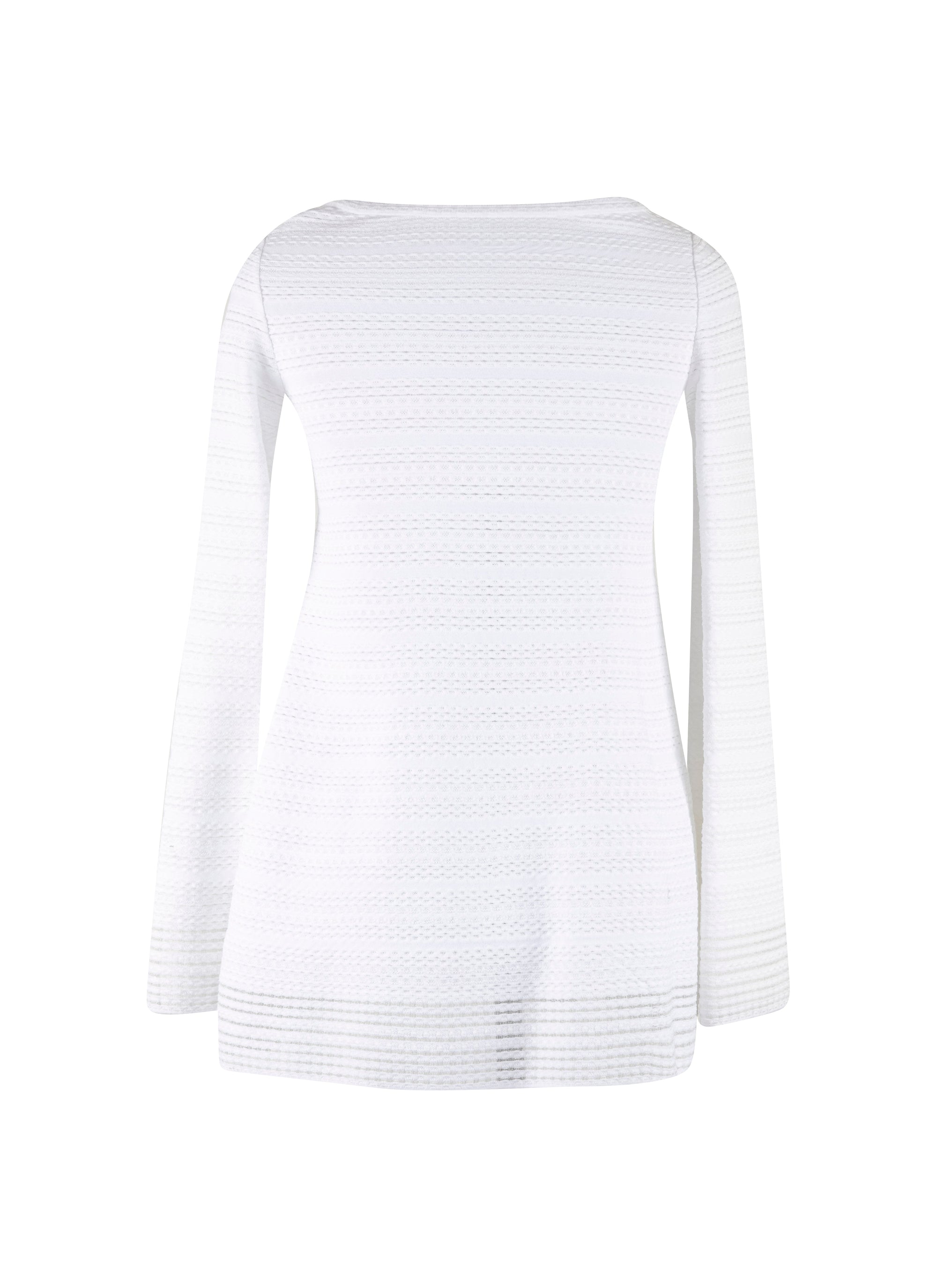 Long Sleeve Knitted Brocade Sweater - White