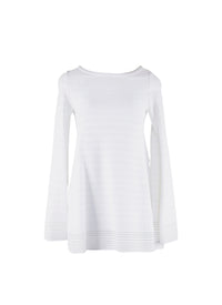 Long Sleeve Knitted Brocade Sweater - White