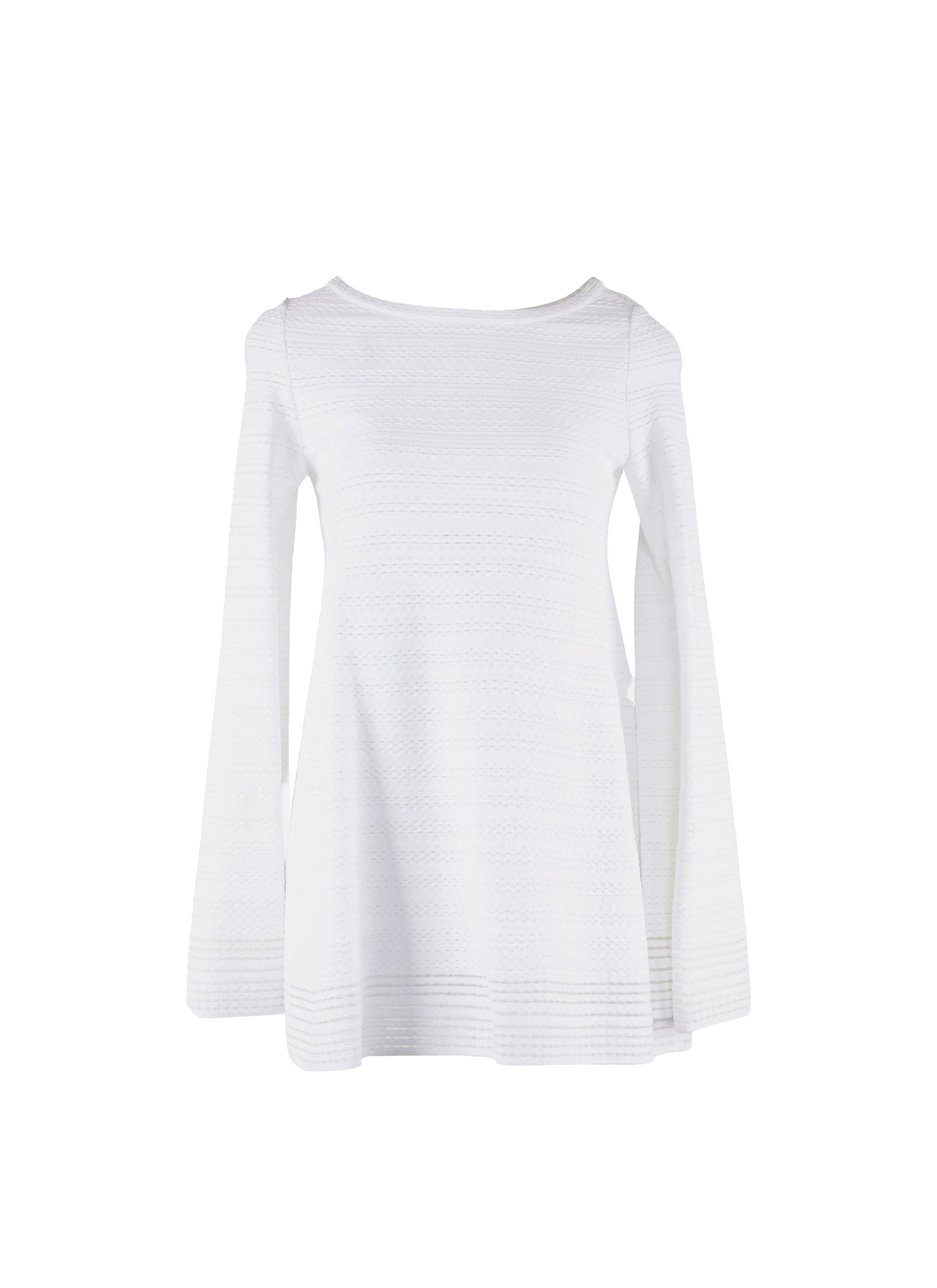 Long Sleeve Knitted Brocade Sweater - White