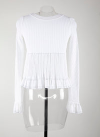 Long-sleeved knitted jumper Falbalas - White
