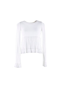 Long-sleeved knitted jumper Falbalas - White
