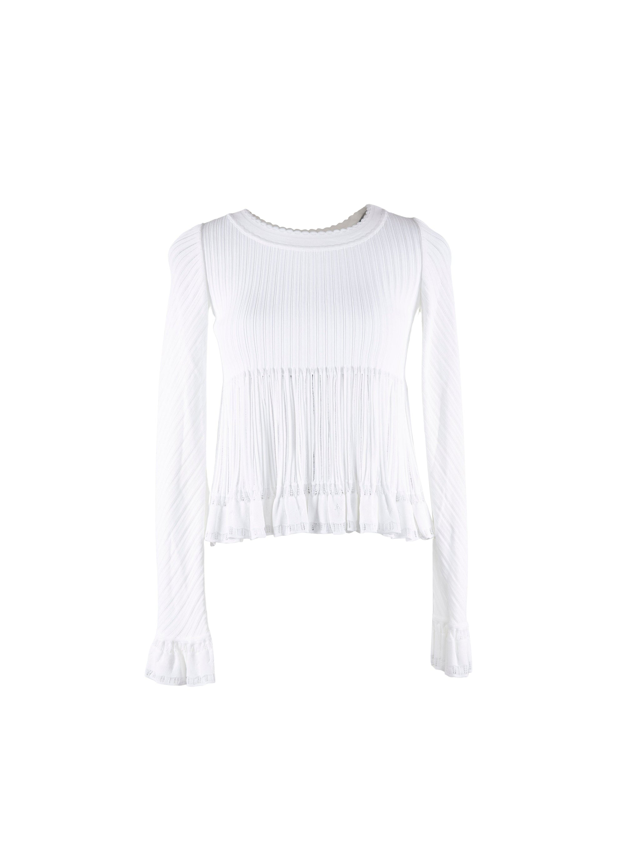 Long-sleeved knitted jumper Falbalas - White