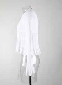 Long-sleeved knitted jumper Falbalas - White