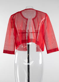 Silk short-sleeved cardigan - Scarlet