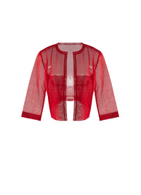 Silk short-sleeved cardigan - Scarlet