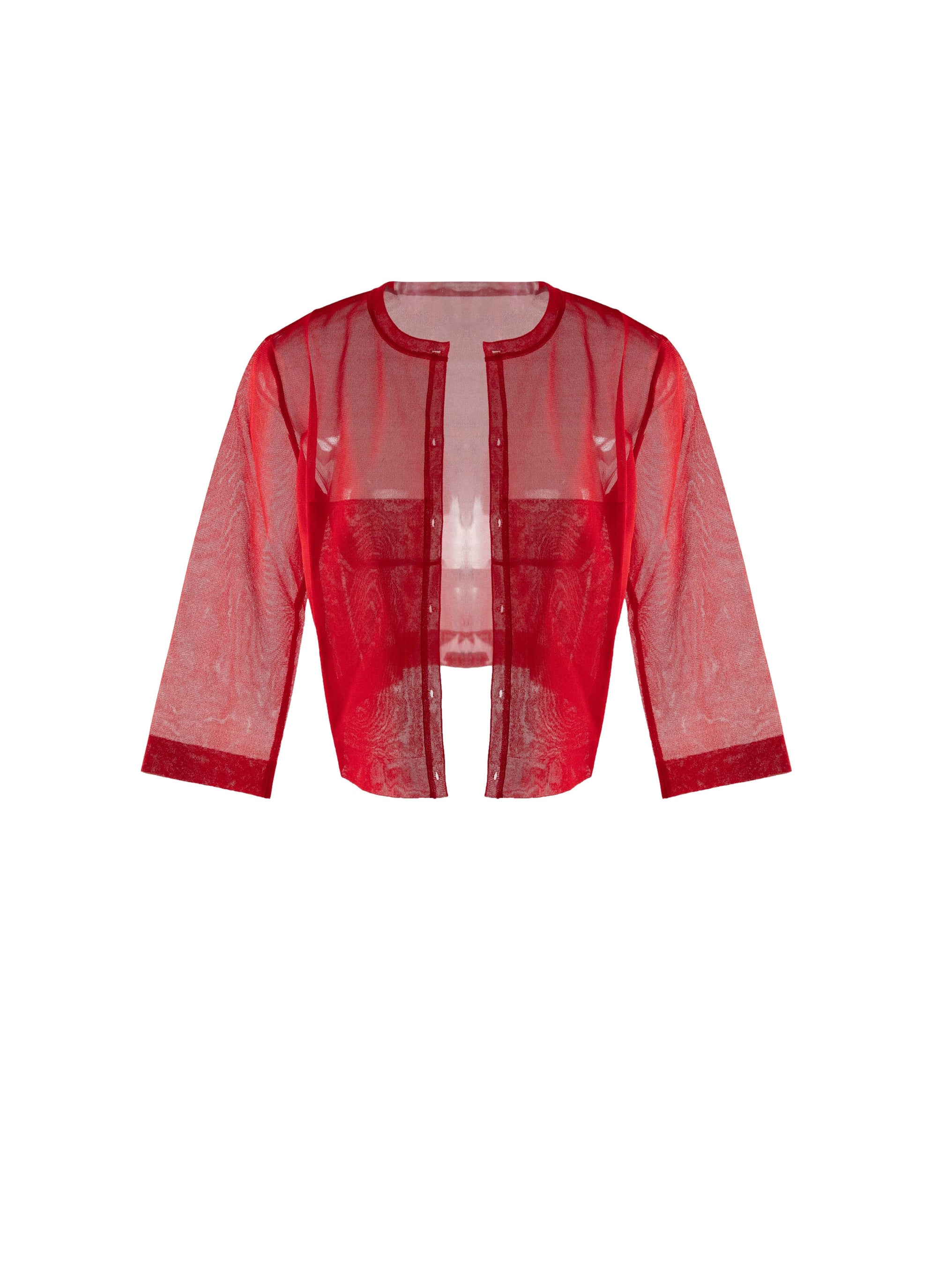 Silk short-sleeved cardigan - Scarlet