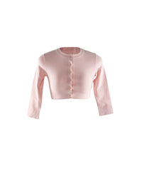 Cardigan court boutonné à manches longues en maille - Rose Très Clair