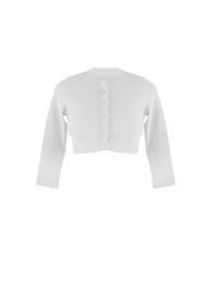 Long-sleeved knitted button-down cardigan - White