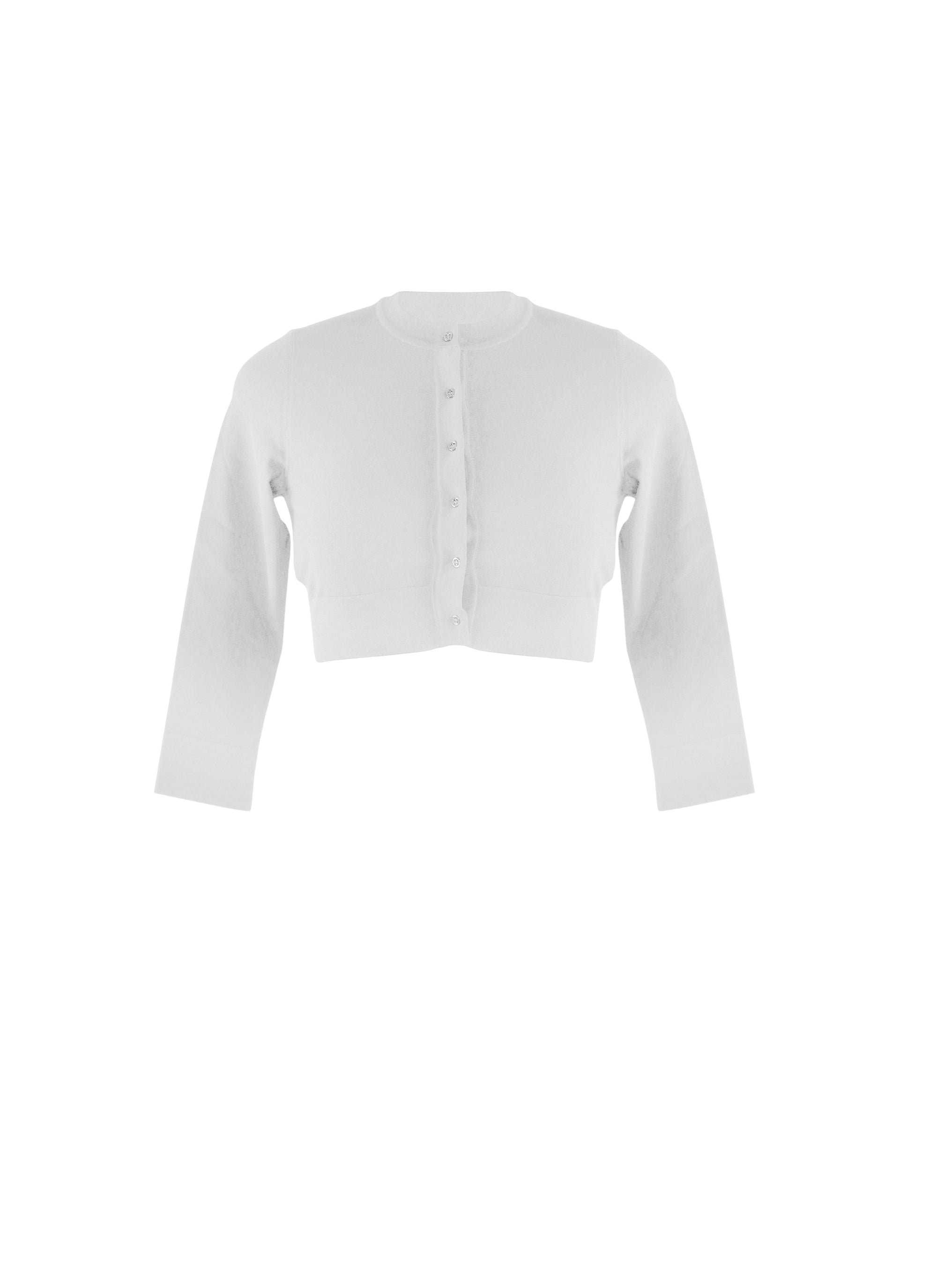 Long-sleeved knitted button-down cardigan - White