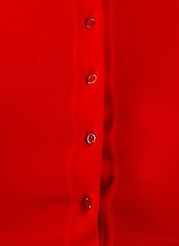 Long-sleeved knitted button-down cardigan - Scarlet