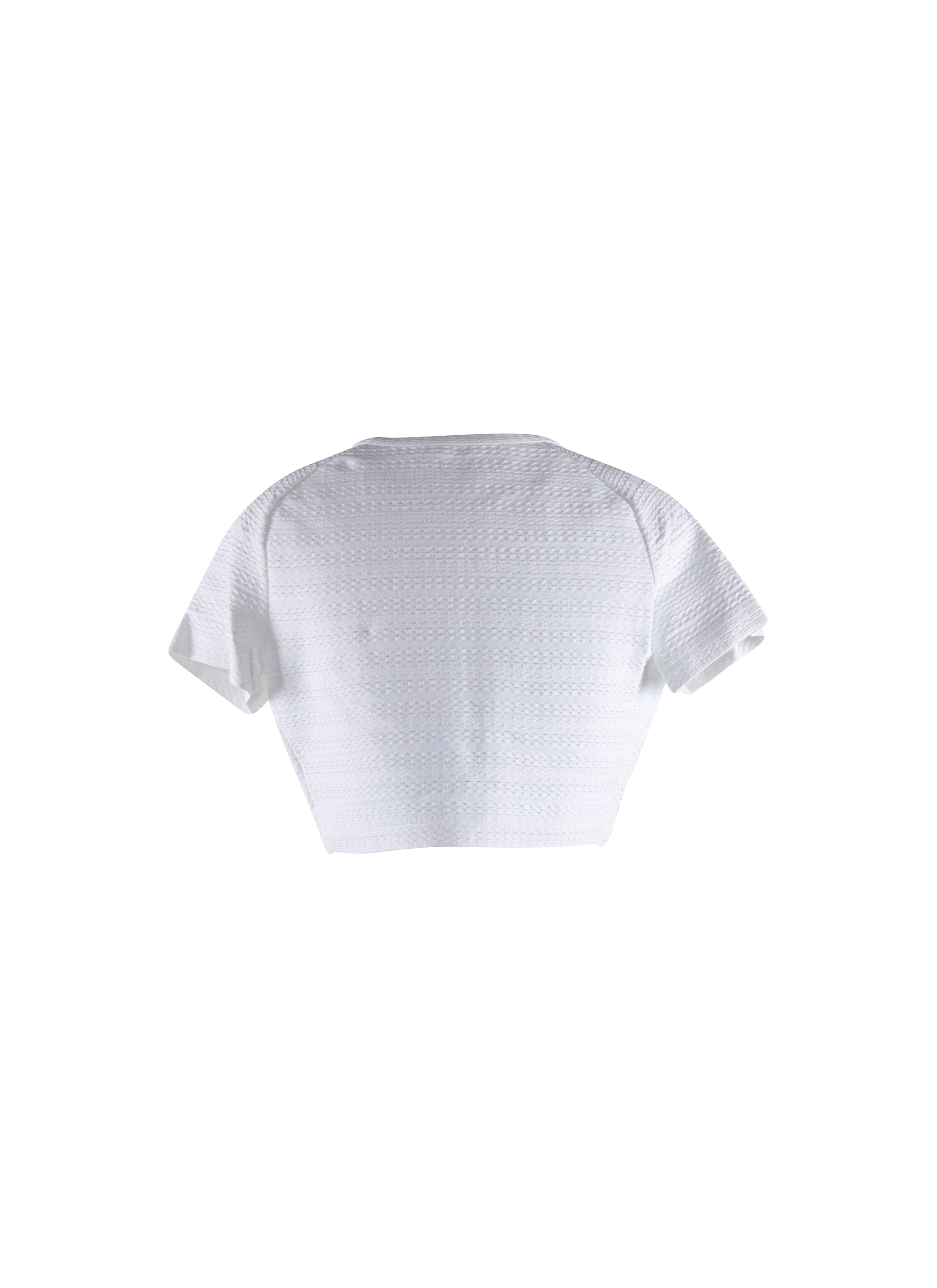 Knitted Brocade Short Sleeve Cardigan - White