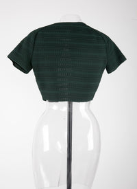 Knitted Brocade short sleeve cardigan - Imperial Green