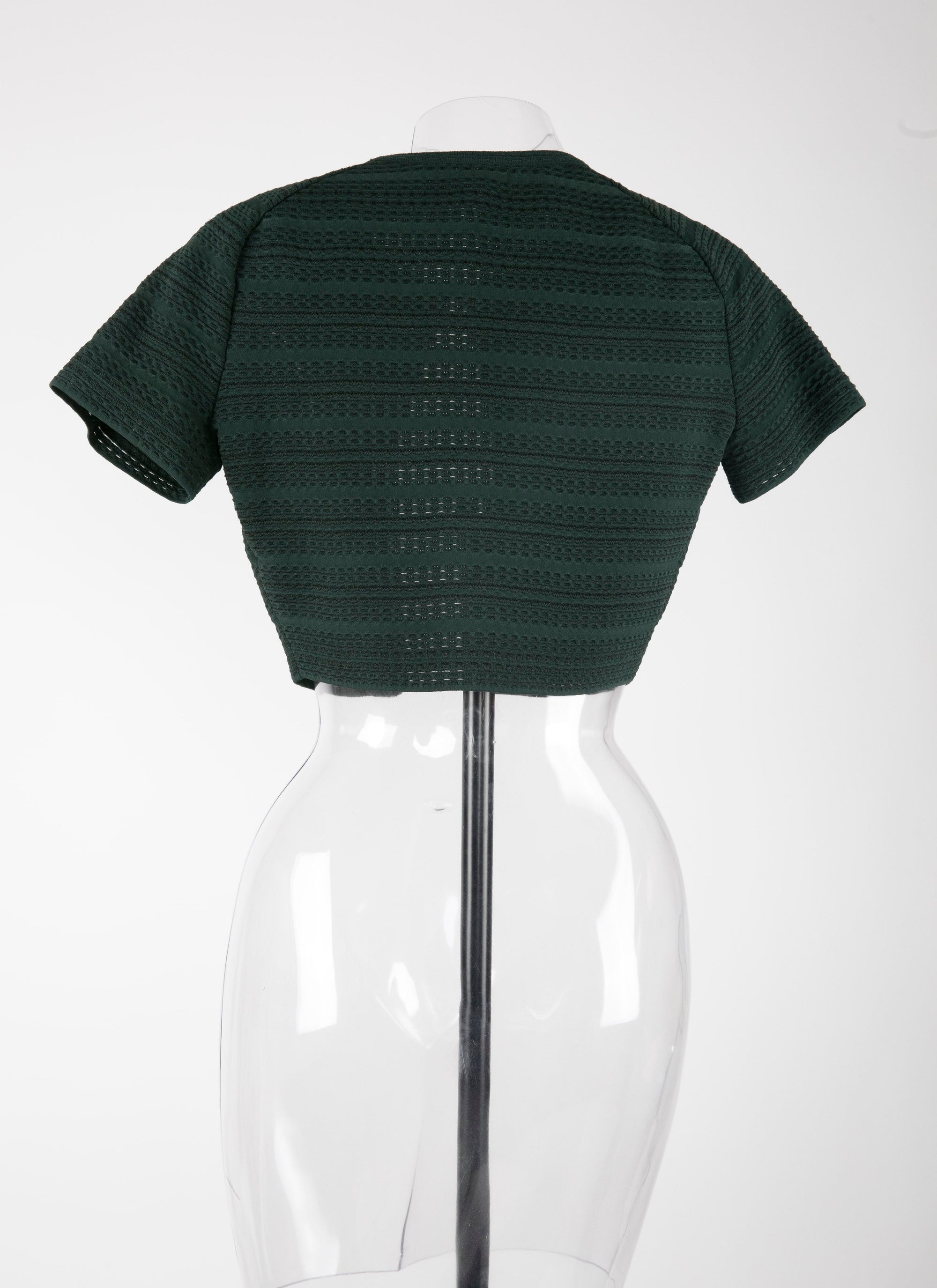 Knitted Brocade short sleeve cardigan - Imperial Green