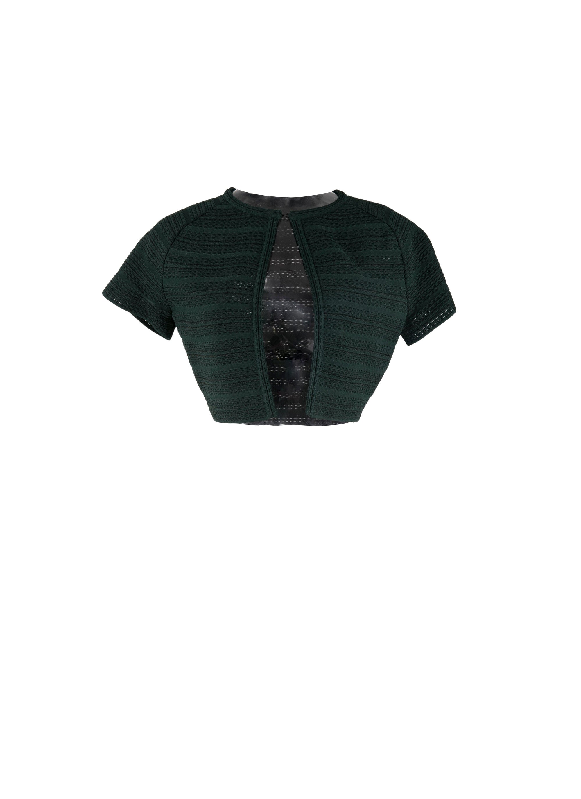 Knitted Brocade short sleeve cardigan - Imperial Green