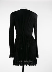 Mesh Falbalas long sleeve cardigan - Black intense