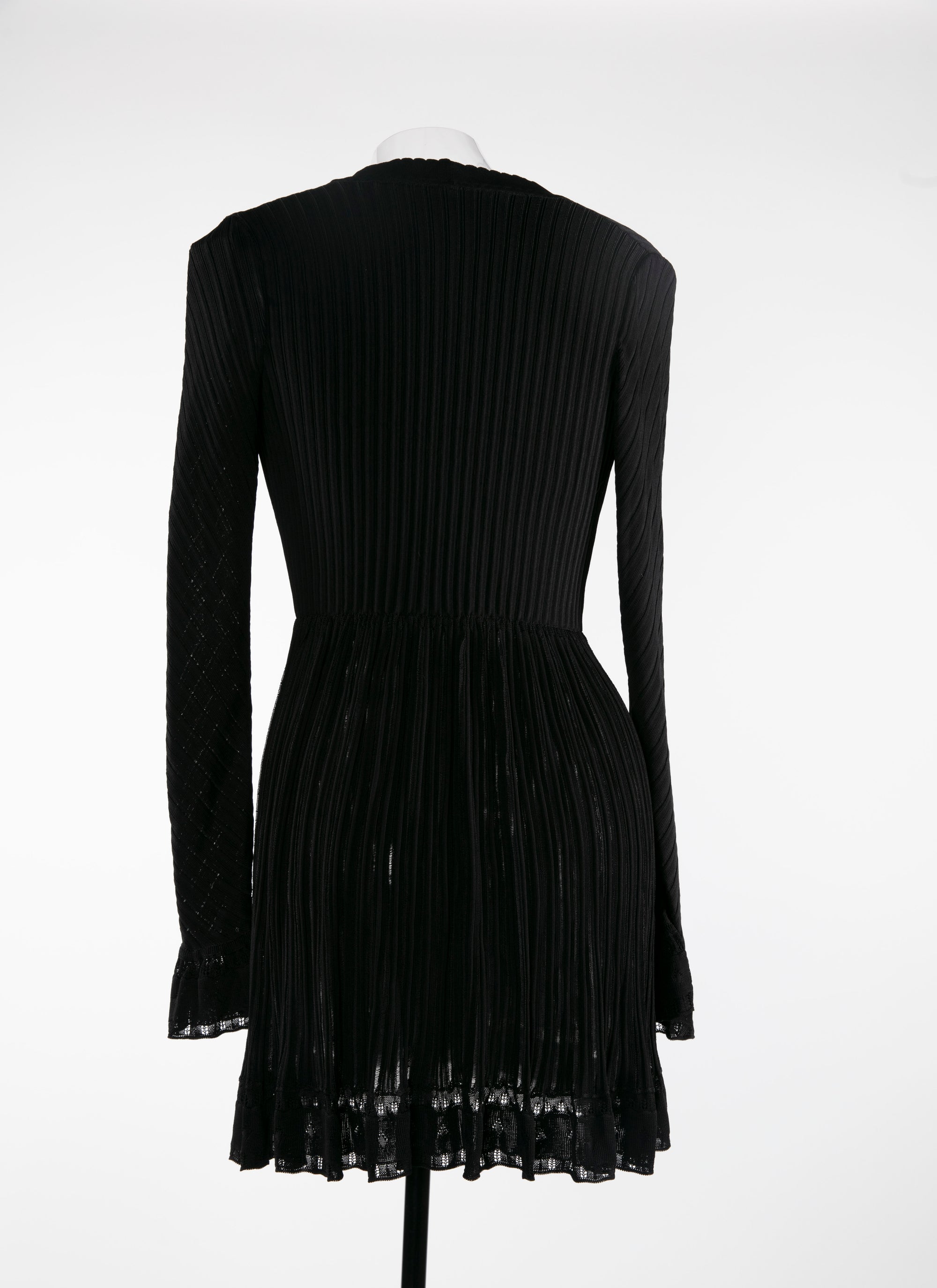 Mesh Falbalas long sleeve cardigan - Black intense