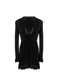 Mesh Falbalas long sleeve cardigan - Black intense