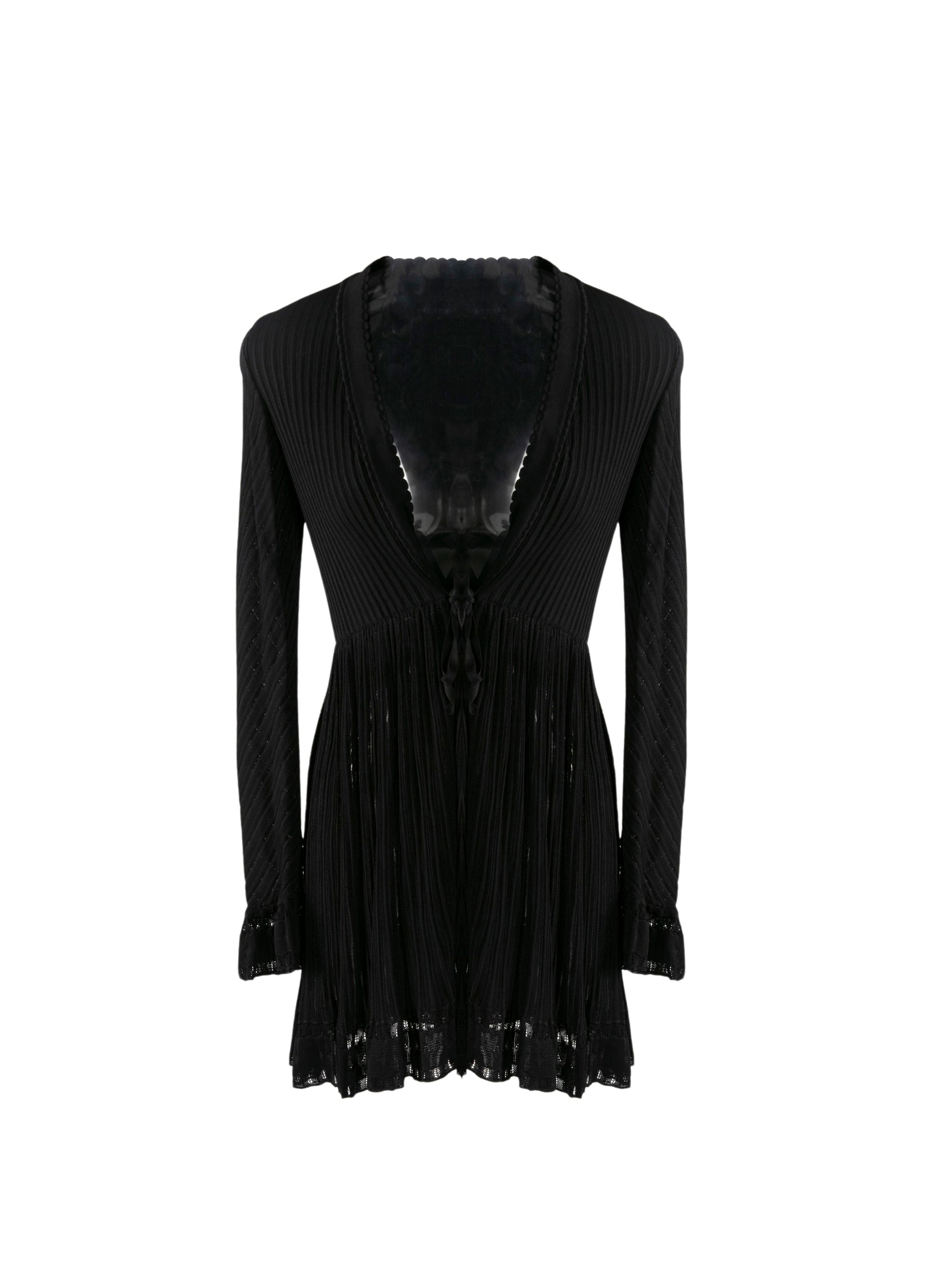 Mesh Falbalas long sleeve cardigan - Black intense