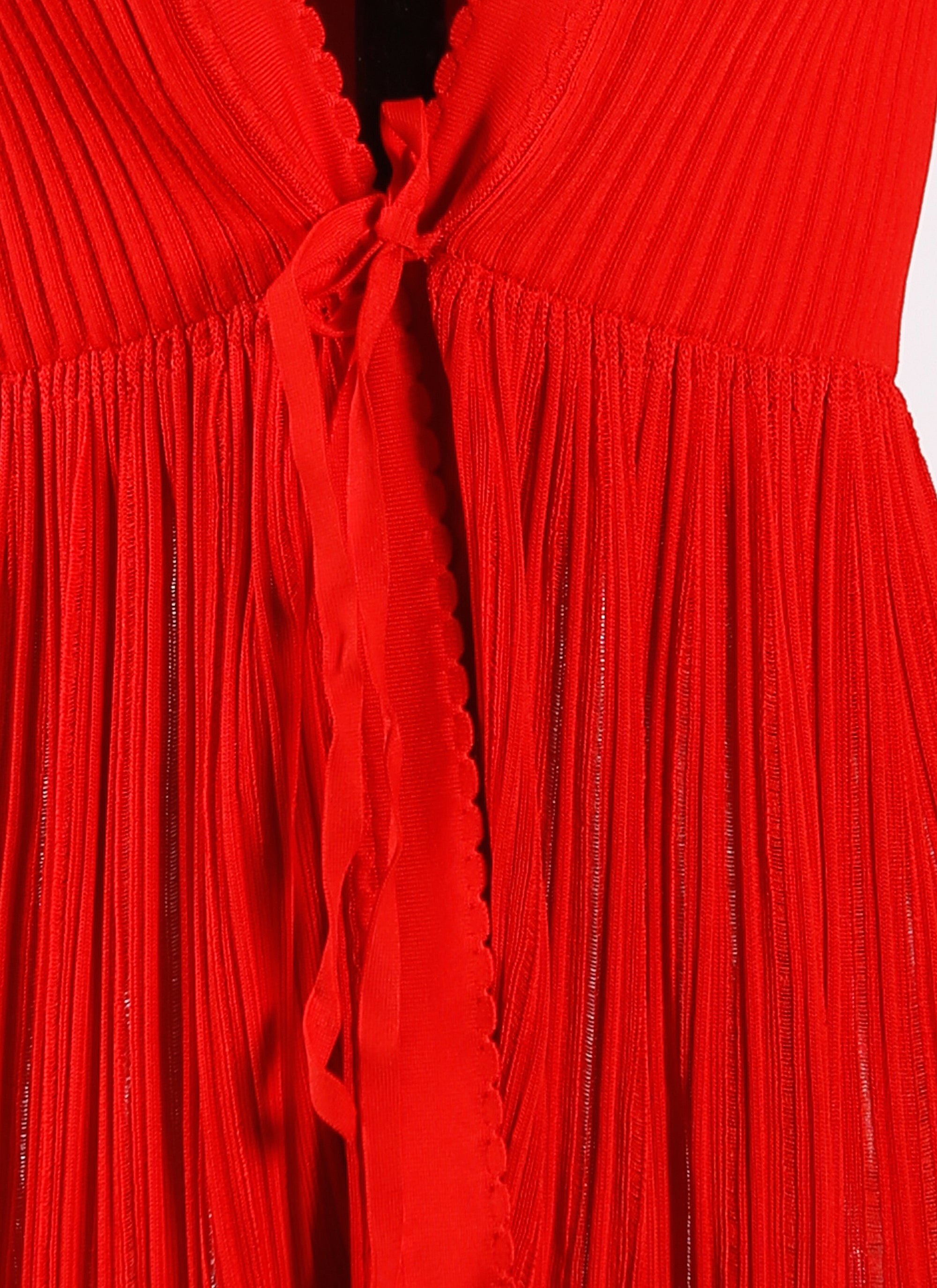 Mesh Falbalas long sleeve cardigan - Scarlet