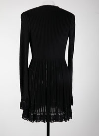 Mesh Falbalas long sleeve cardigan - Black intense