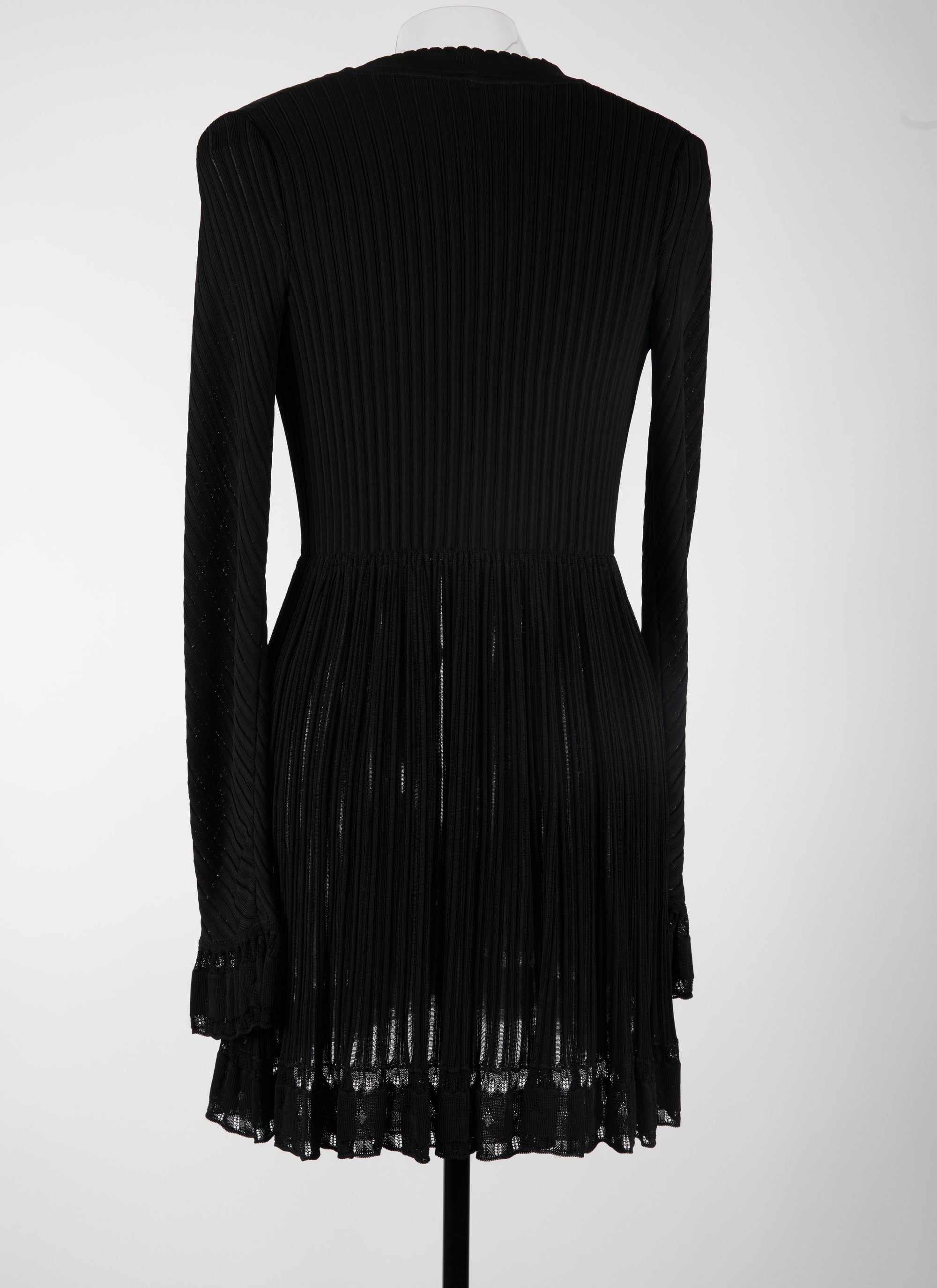 Mesh Falbalas long sleeve cardigan - Black intense