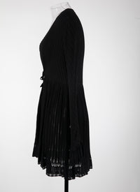 Mesh Falbalas long sleeve cardigan - Black intense