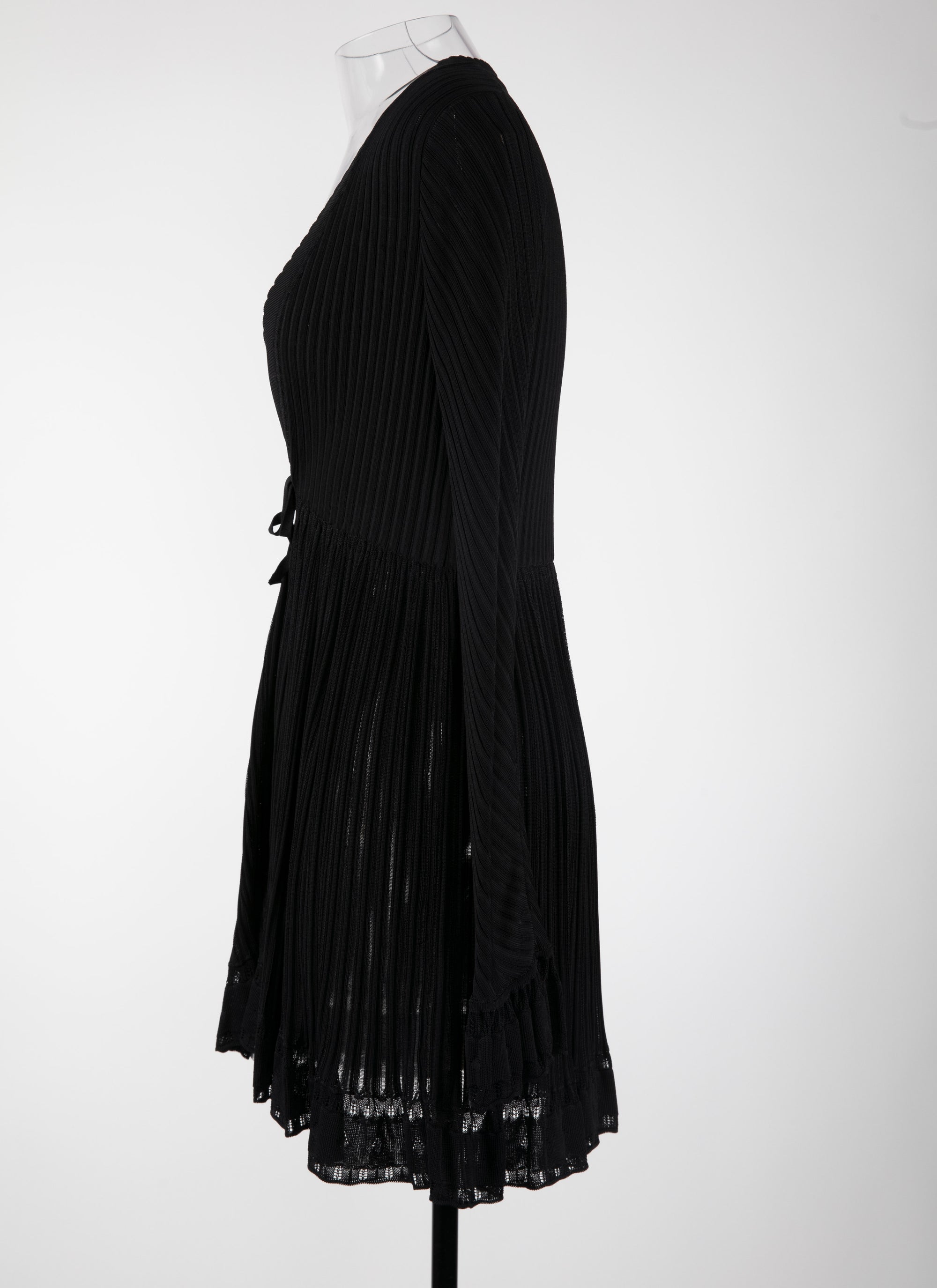 Mesh Falbalas long sleeve cardigan - Black intense