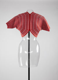 Knitted Pagoda short-sleeved bolero - Red & White