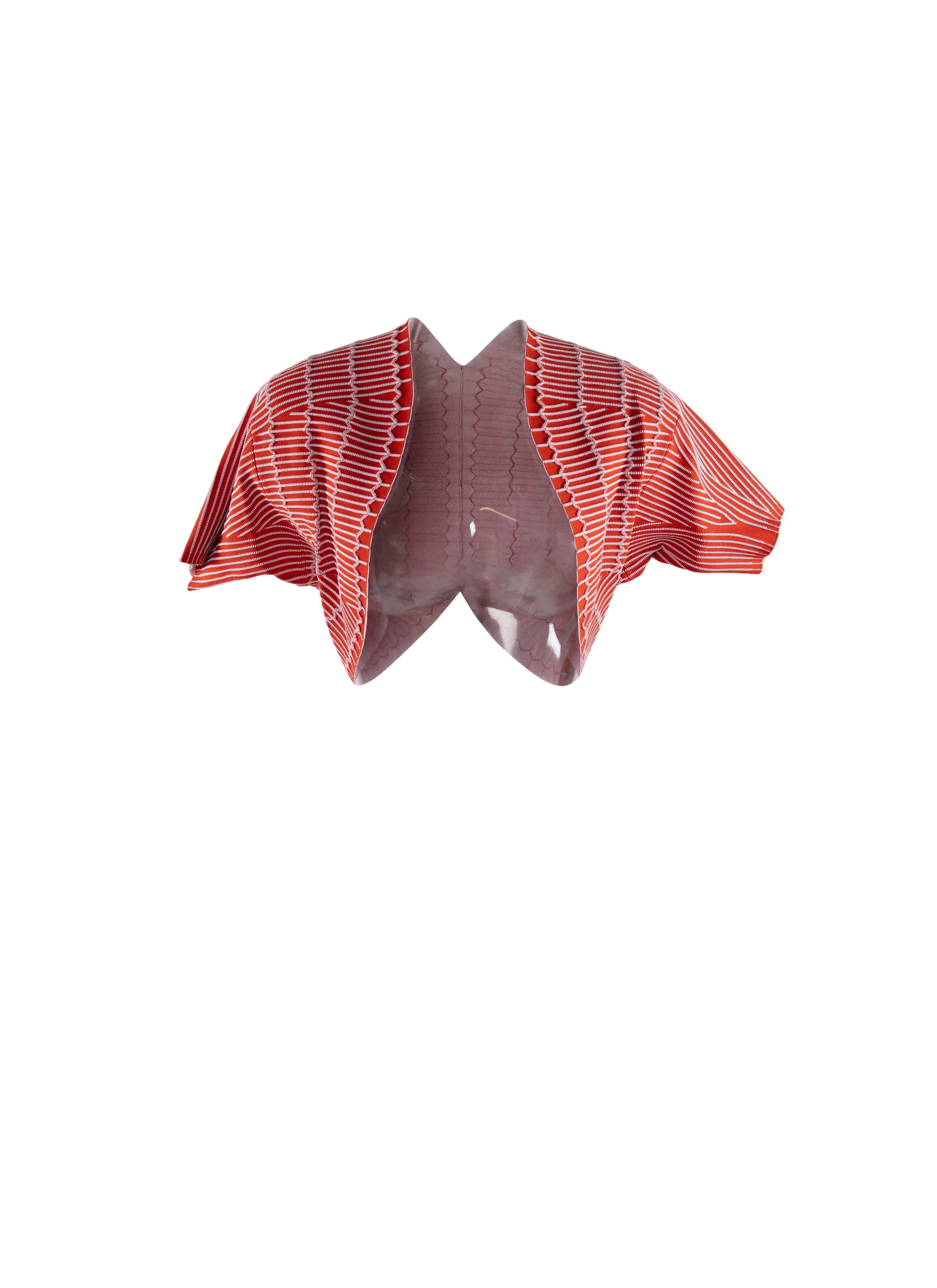 Knitted Pagoda short-sleeved bolero - Red & White