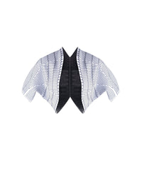 Short Sleeve Pagoda Knitted Bolero - White & Blue
