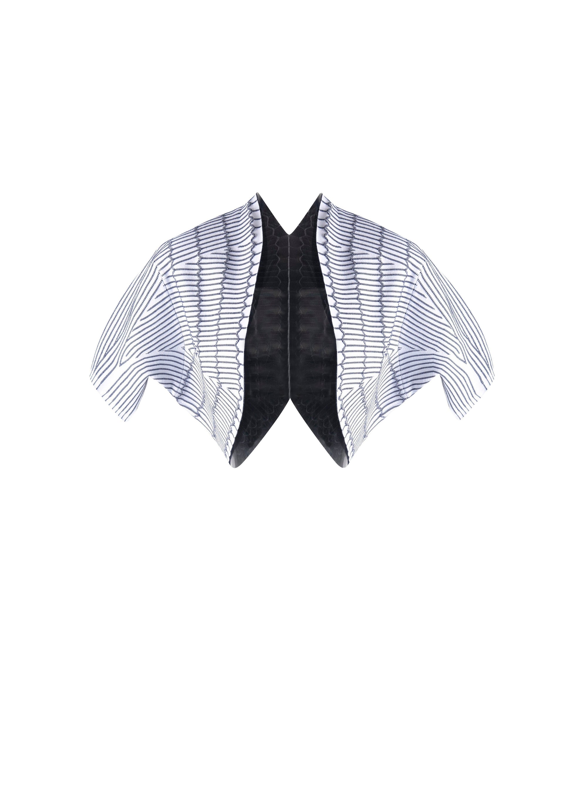 Short Sleeve Pagoda Knitted Bolero - White & Blue