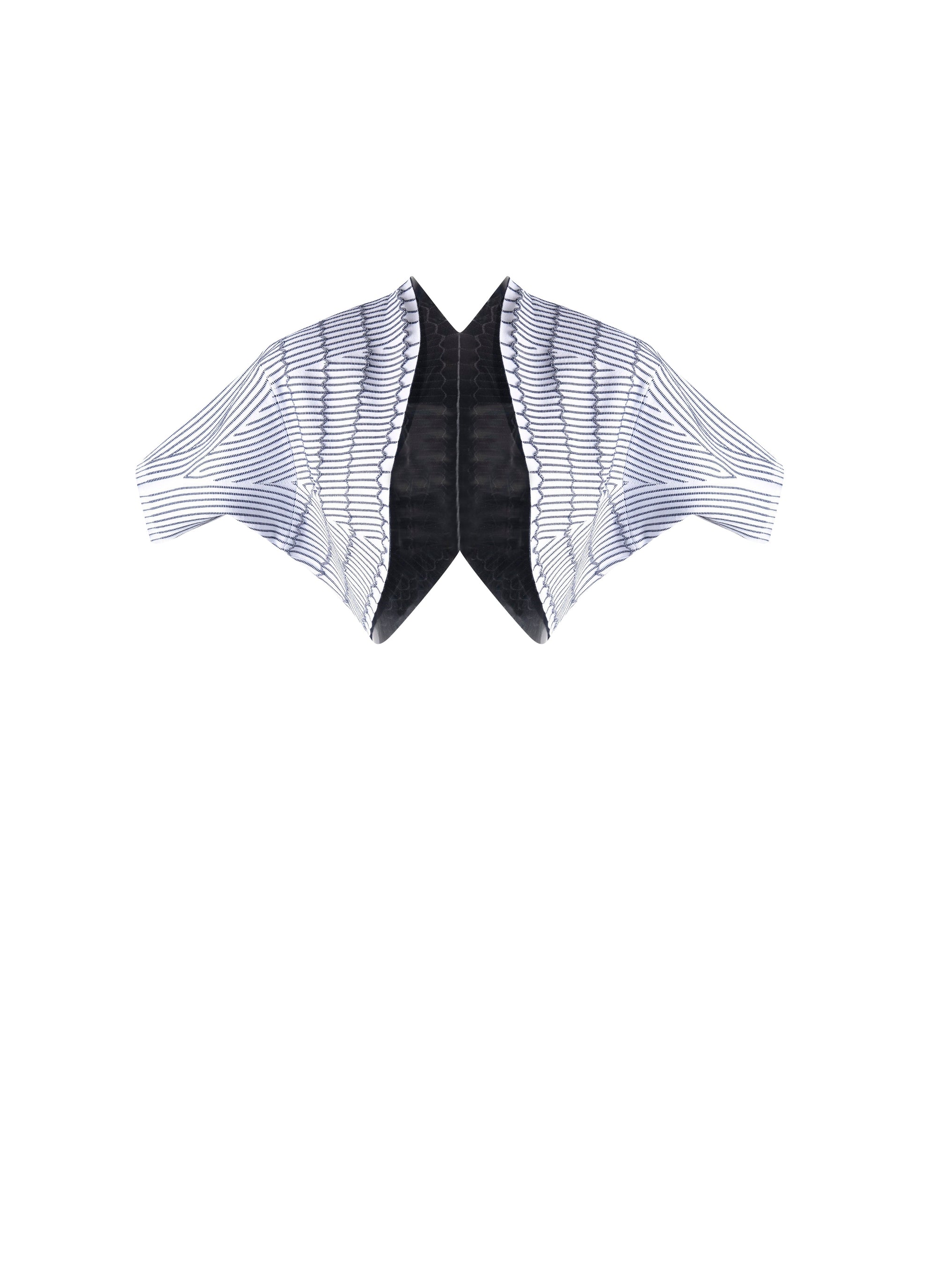 Knitted Pagoda short-sleeved bolero - White & Blue