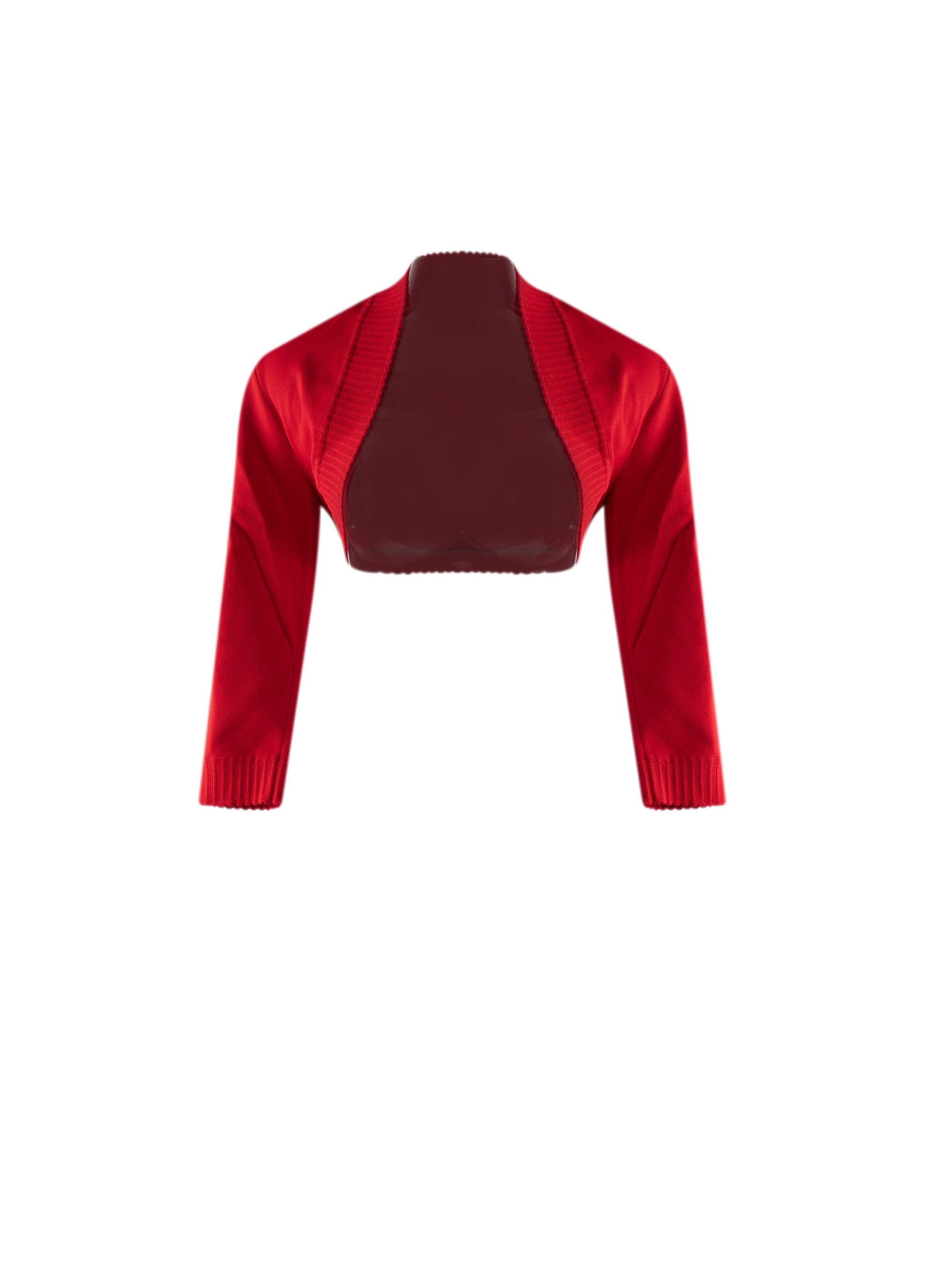 Knitted Trianon 3/4-sleeve bolero - Scarlet