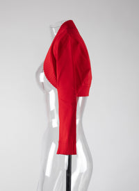 Knitted Trianon 3/4-sleeve bolero - Scarlet